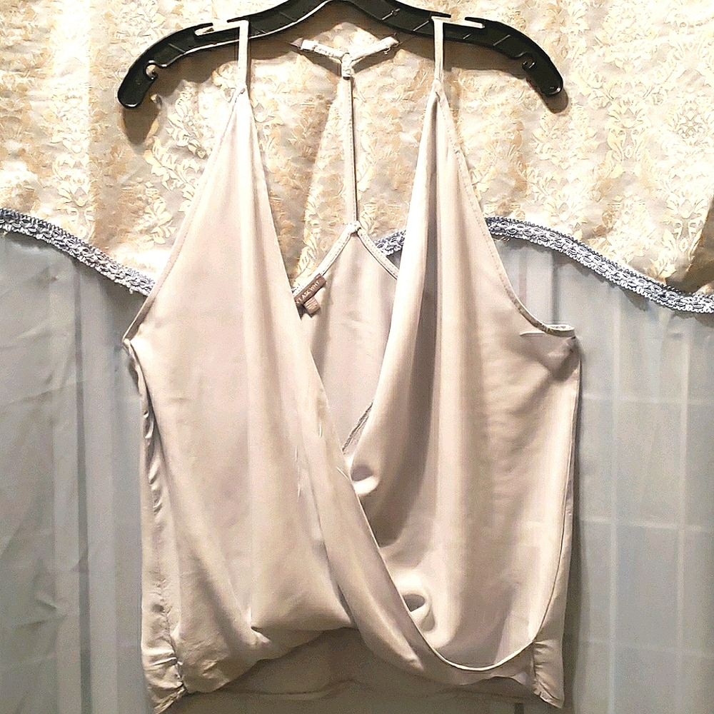 DON'T ASK WHY BLUE DRAPE HALTER TANK O/SZ